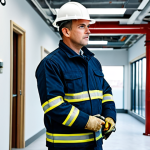 **

"A professional fire safety manager in appropriate attire, inspecting a building's sprinkler system with a building services engineer, both fully clothed, safe for work, professional setting, well-lit, perfect anatomy, correct proportions, high quality, modern building interior, family-friendly."

**